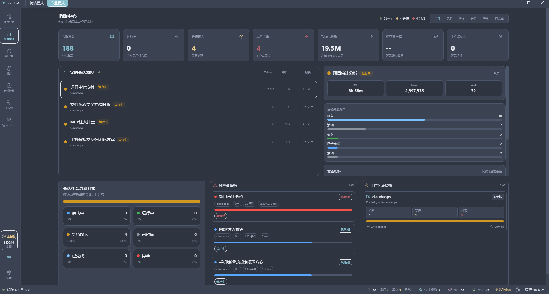 光谱AI v0.9.9 指挥中心仪表盘